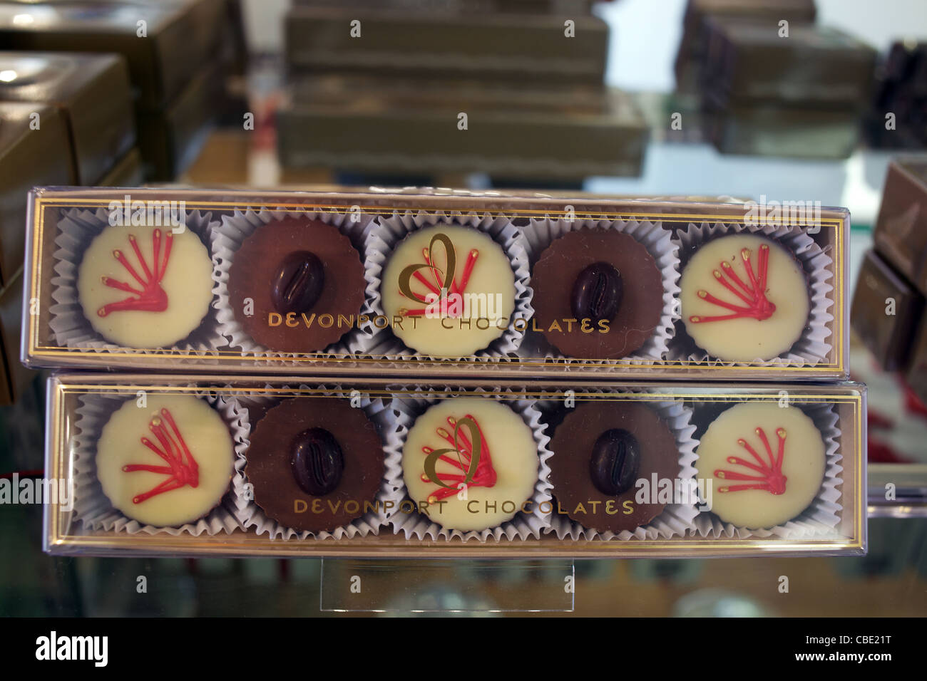 Chocolate displays at Devonport Chocolates, Wynyard St., Auckland, New