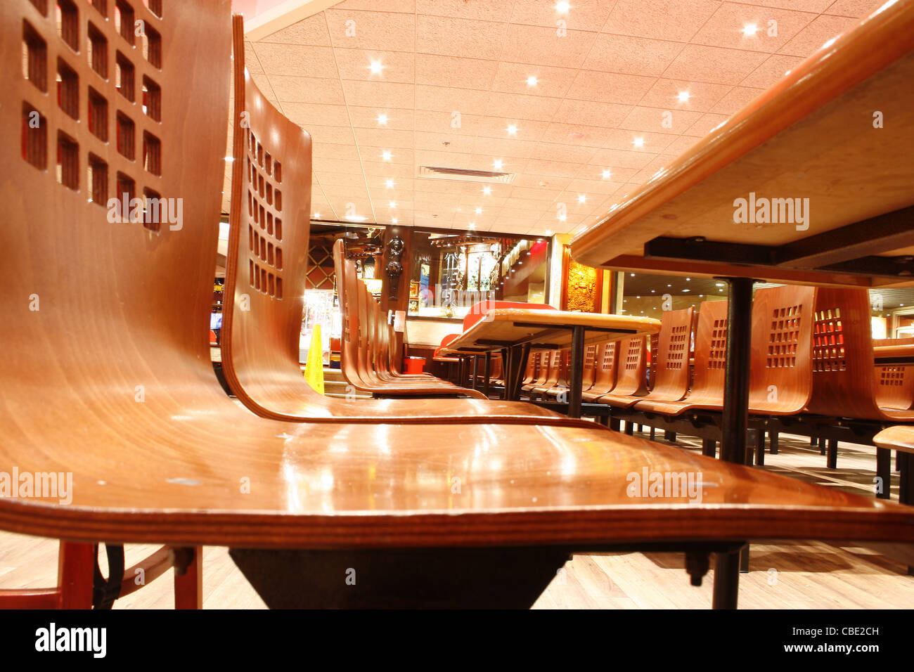 seats and tables in coral island restaurant. Promenade, Blackpool
