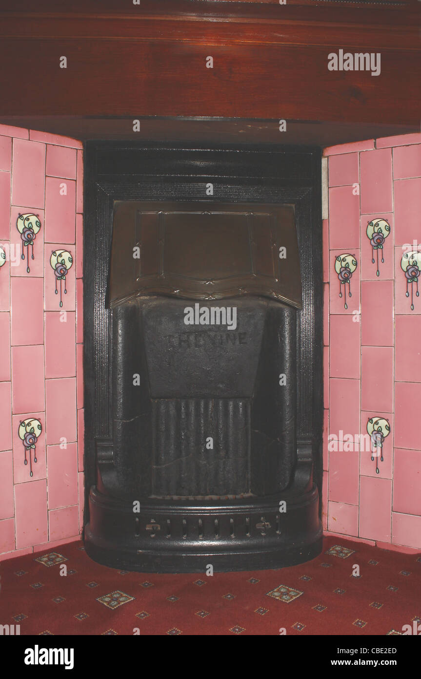 victorian fireplace in Belvedere hotel Blackpool, Lancashire, England, UK Stock Photo
