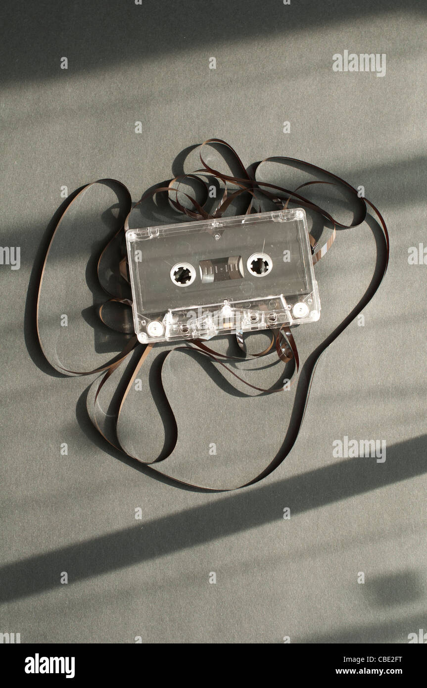 Audio tape cassette with subtracted out tape. Old broken cassette Stock Photo Alamy