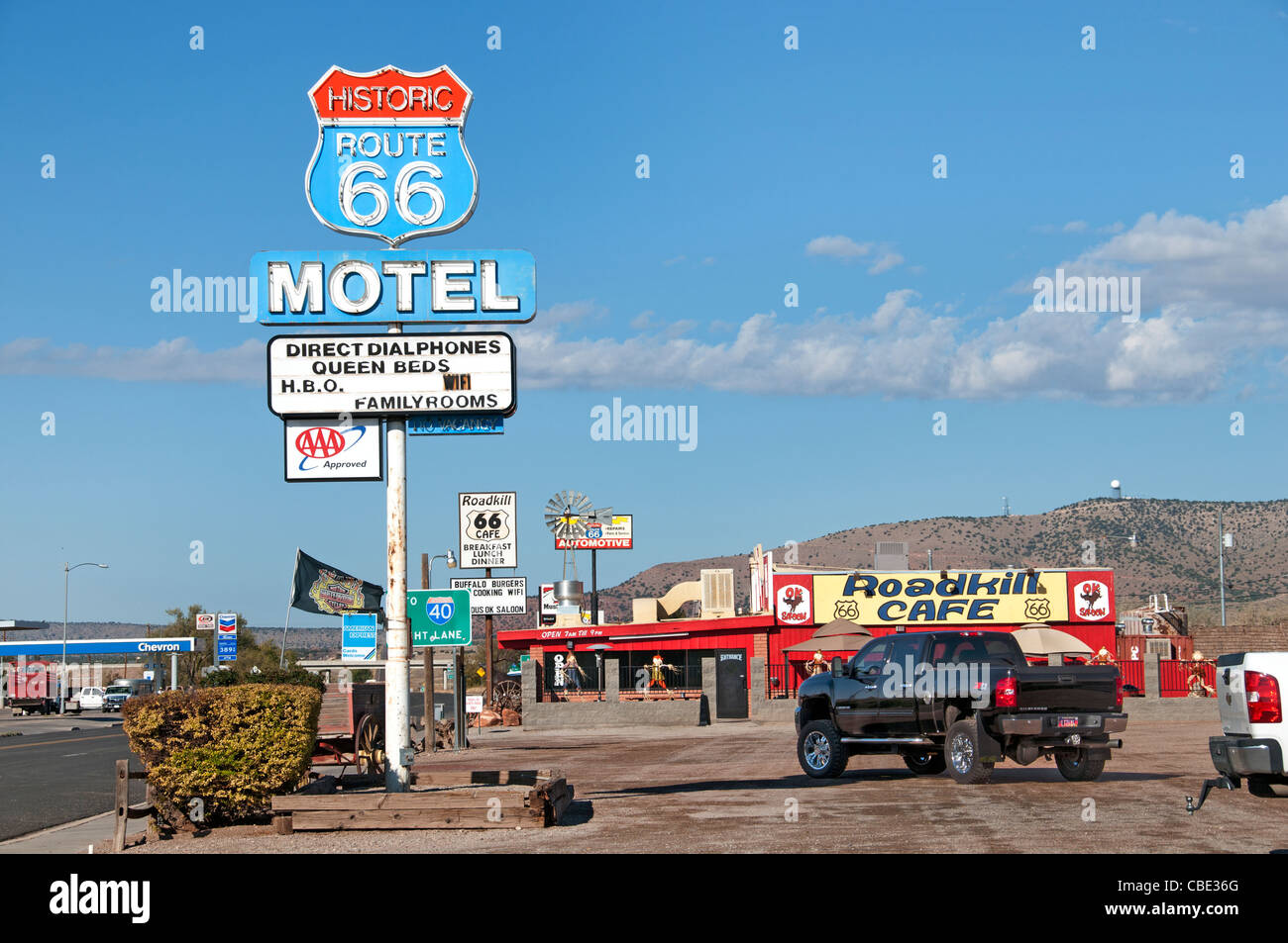 Historic Route 66 traffic Sign National Highway Arizona American Stock Photo