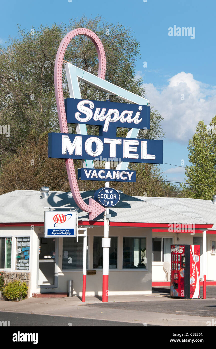 Historic Route 66 traffic Sign National Highway Arizona American Supai Stock Photo