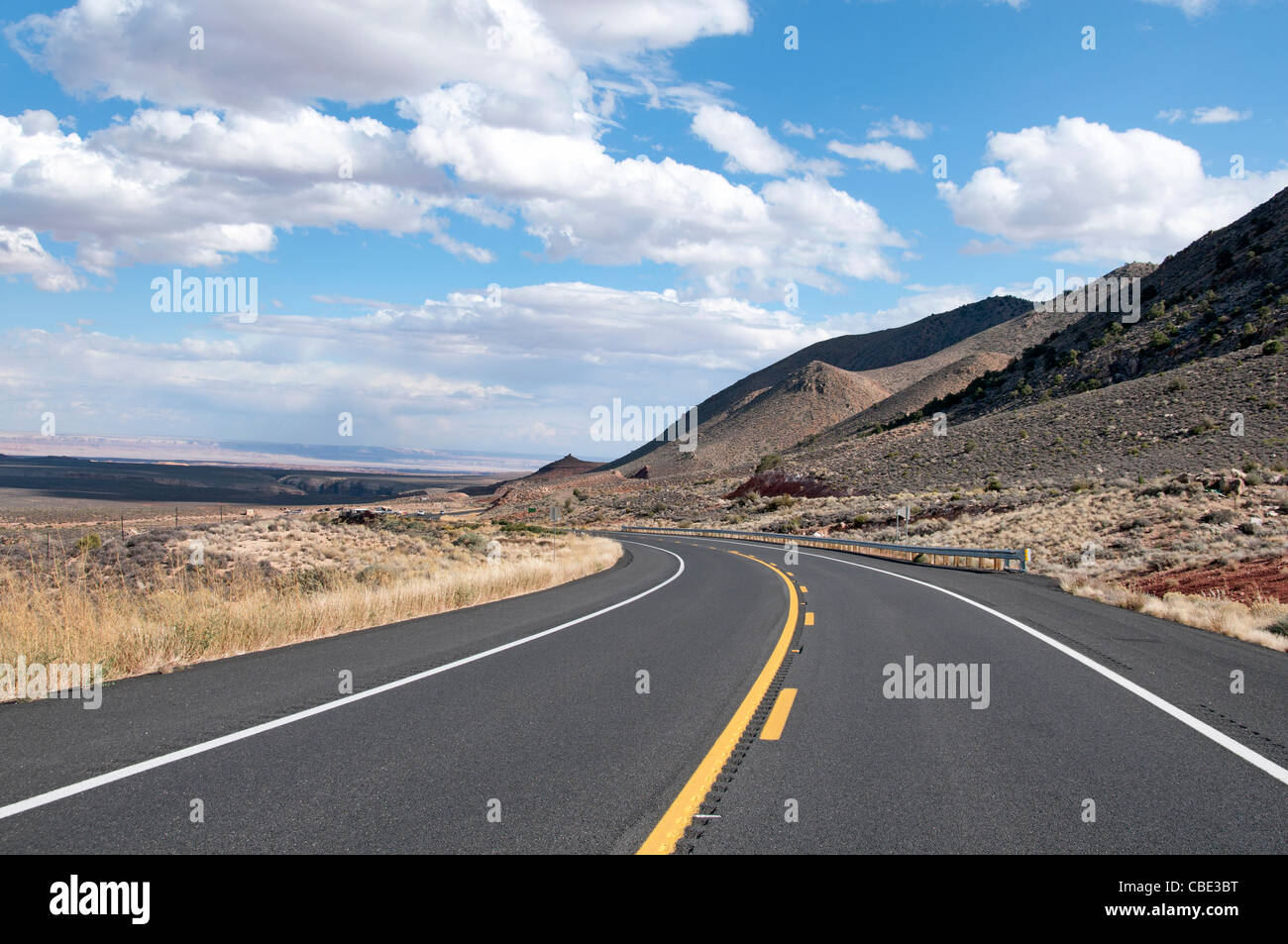 Scenic empty bending mountain road in the hills of Arizona United States Stock Photo