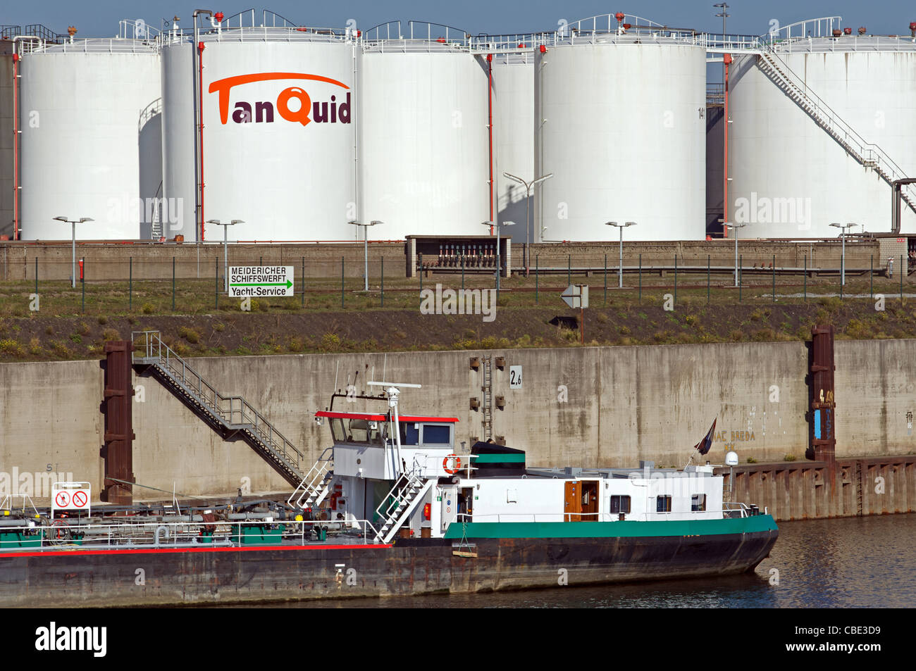 Oil storage tanks, Duisburg, Germany. Stock Photo