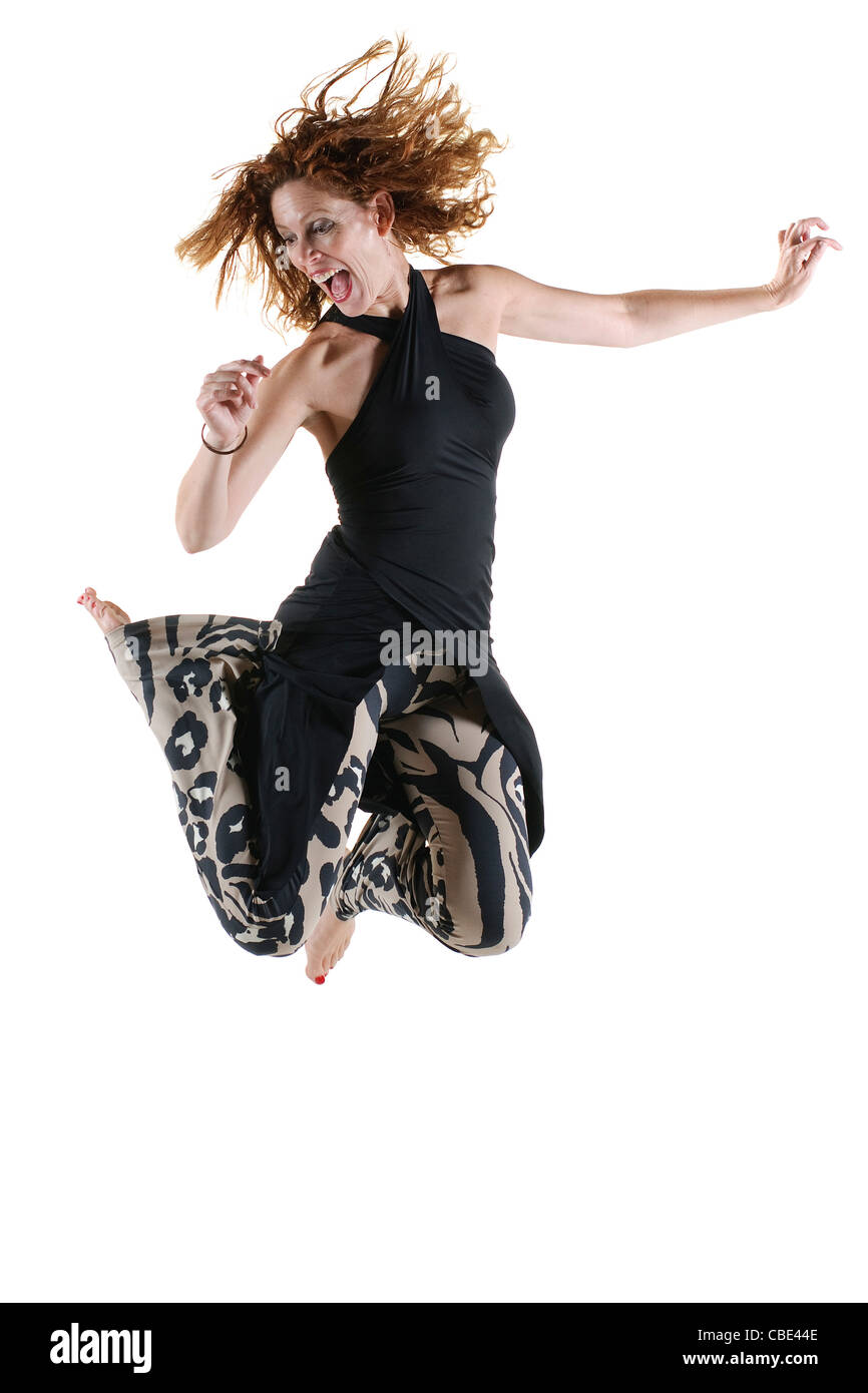 Happy excited woman dancing on hi-res stock photography and images - Alamy