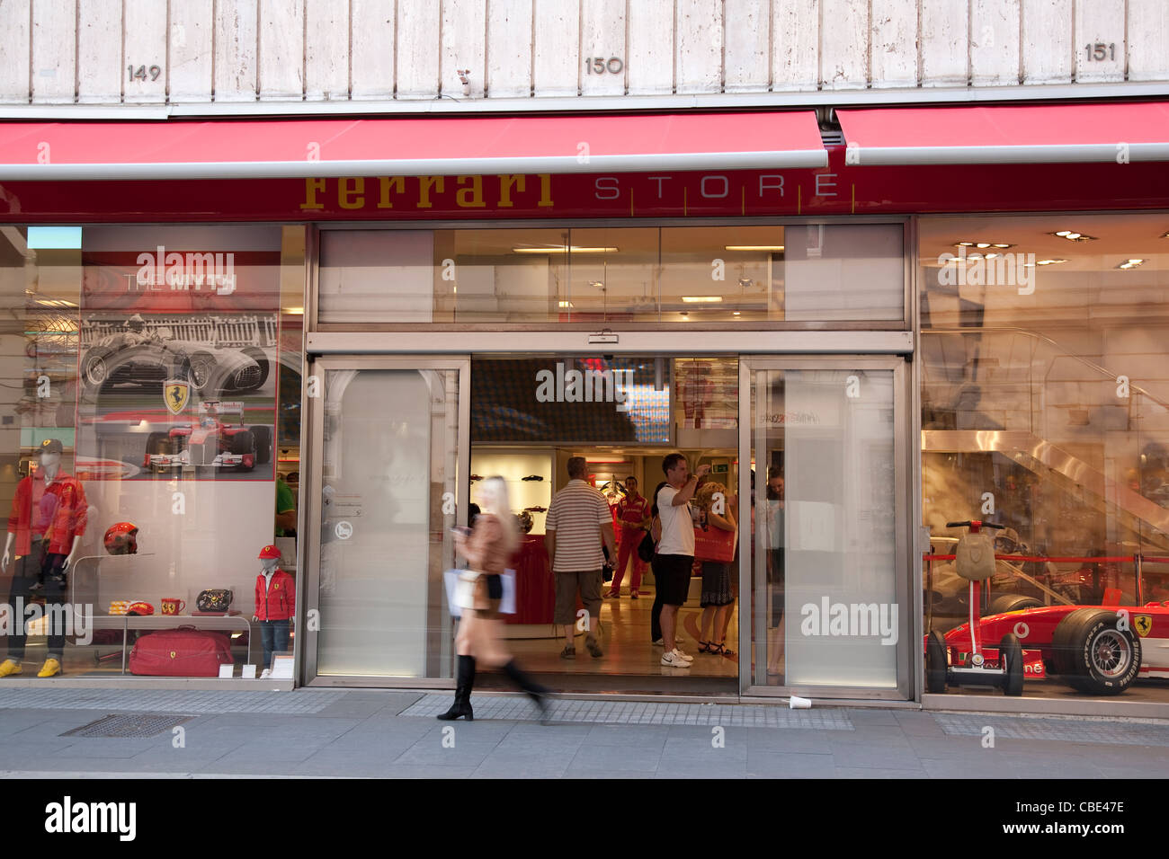 Ferrari Store in Via Tomacelli Street, Rome, Italy Stock Photo