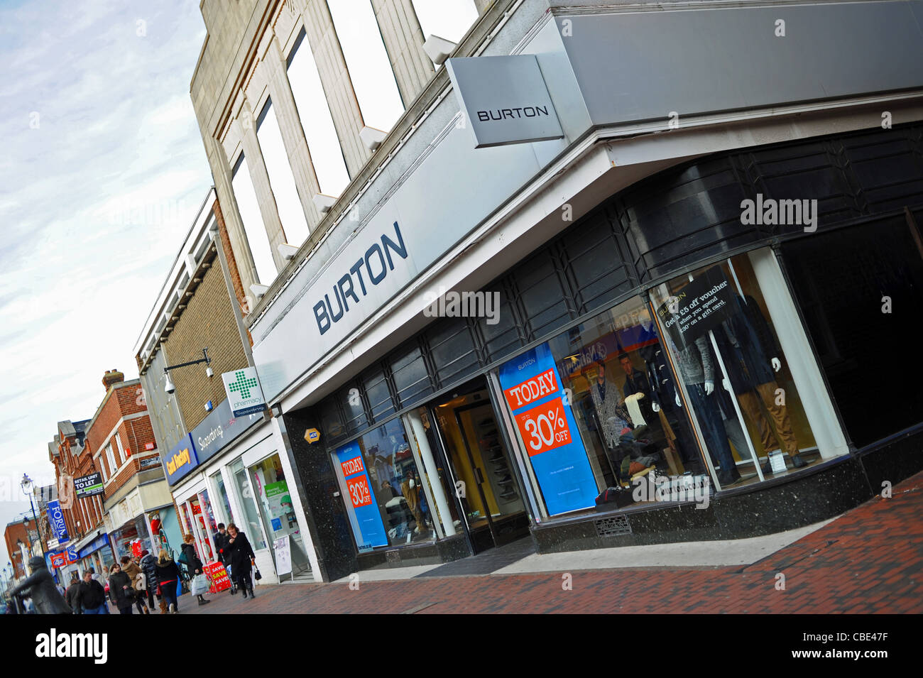 Burton mens fashion shop in Sittingbourne High Street Kent UK Stock Photo
