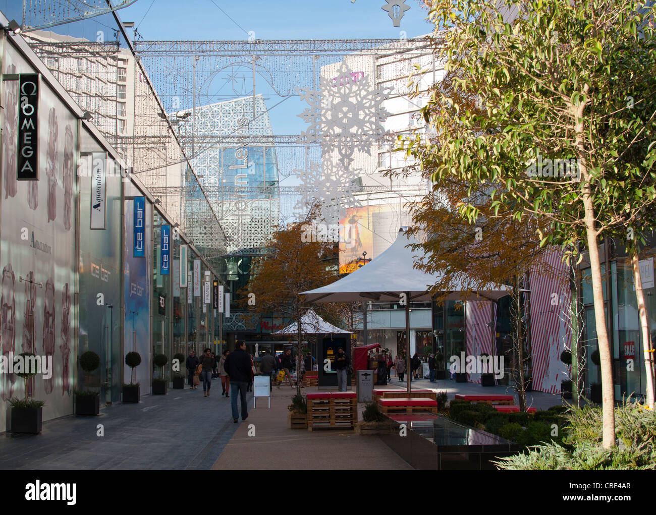 Westfield Shopping Centre, Stratford, East London, UK,  Christmas Decorations. Stock Photo