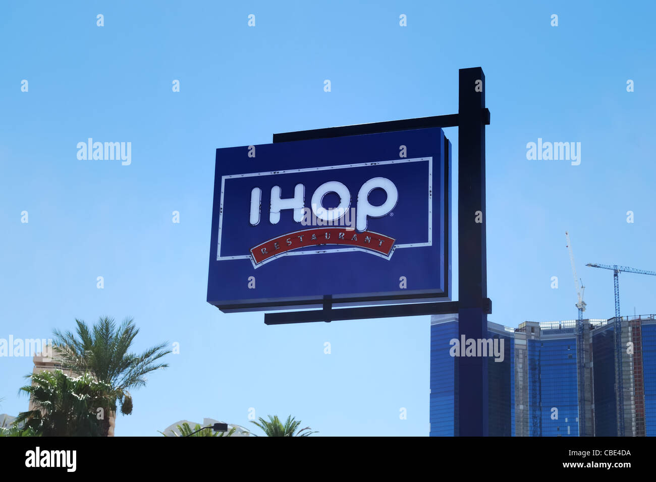 International House of Pancakes sign with a new building in Vegas to the rear Stock Photo