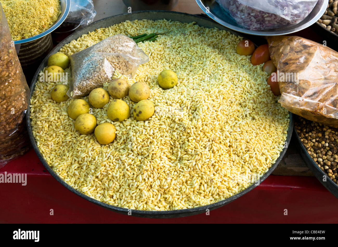 Indian salty snacks sold from street stalls throughout India Stock