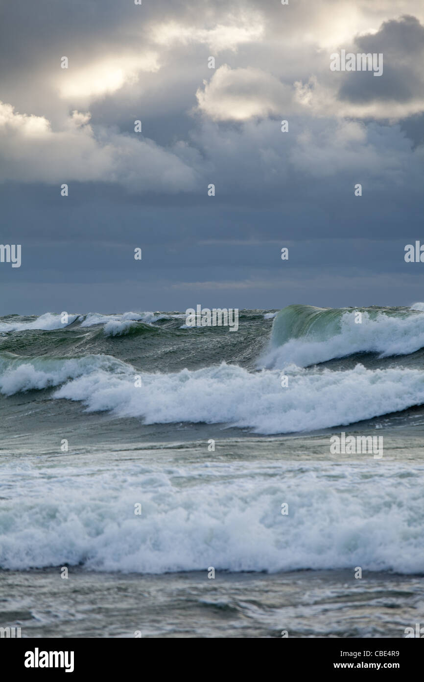 Heavy Cloudy Weather with Huge Waves, Open Sea Stock Photo