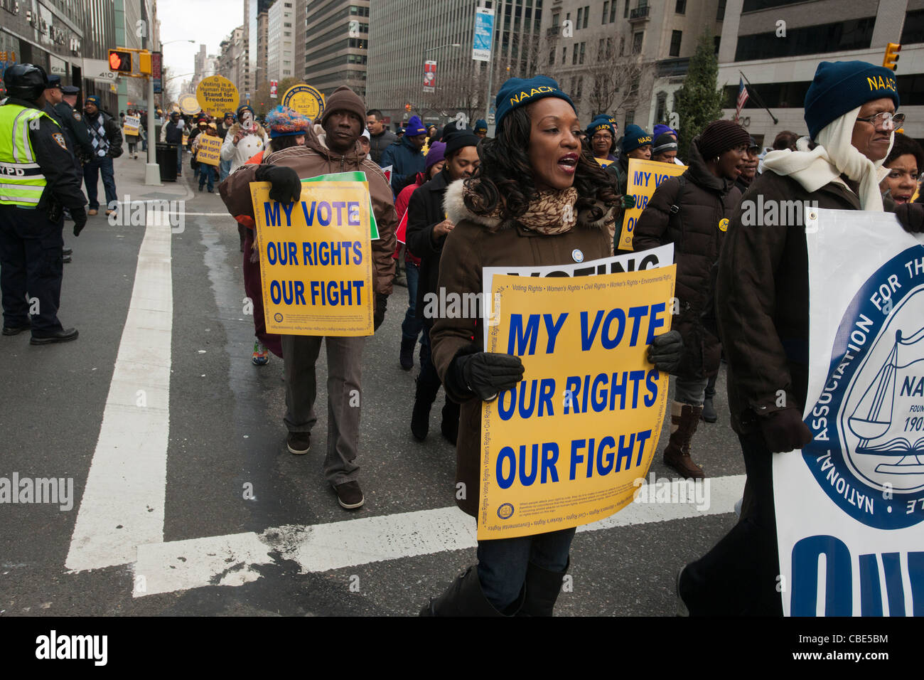 Rally against the implementation of stricter voting laws Stock Photo