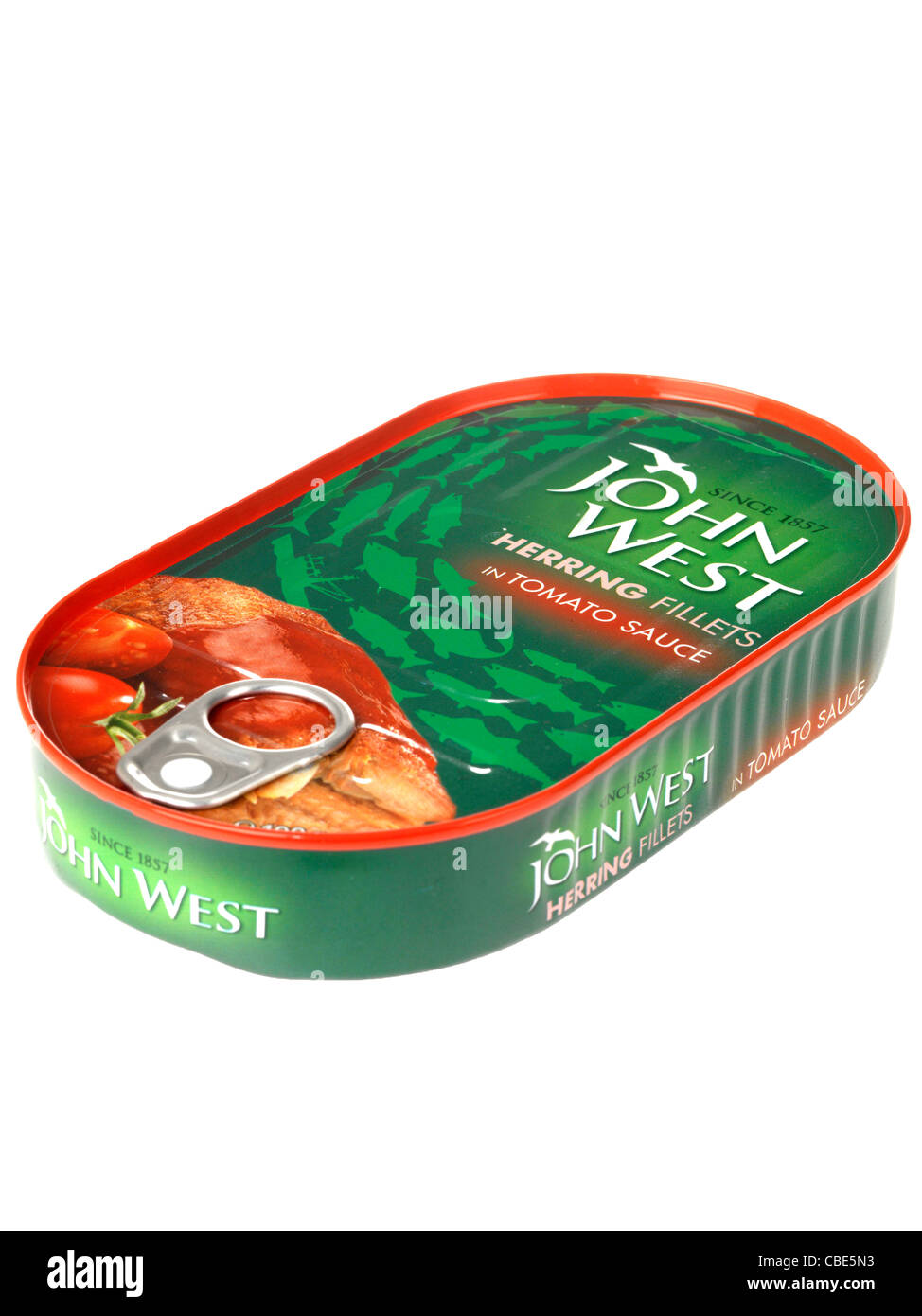 Branded Tin Or Can Of John West Herring Fillets In Tomato Sauce