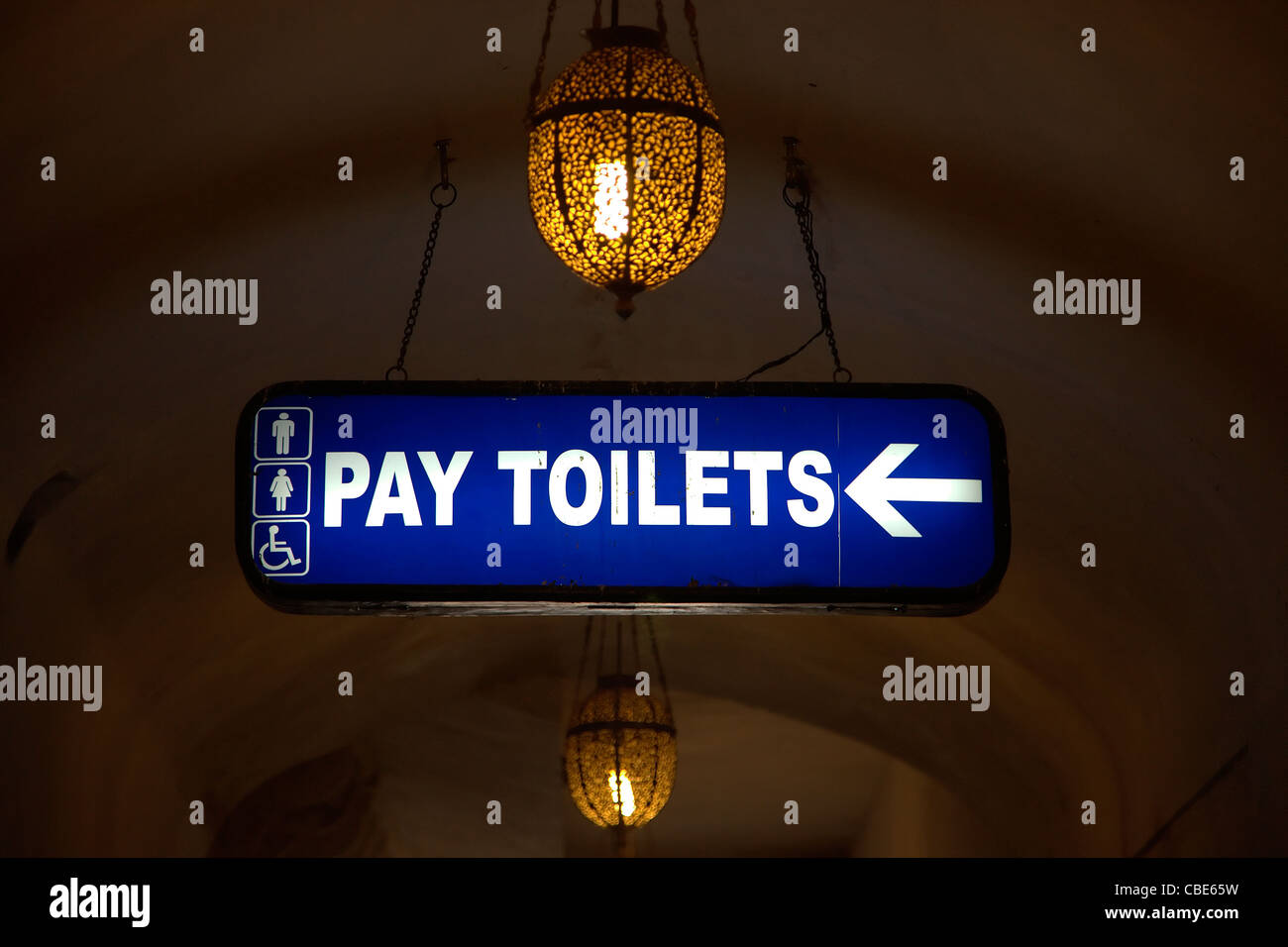 Pay toilet sign civic amenity public facility display neon Stock Photo -  Alamy