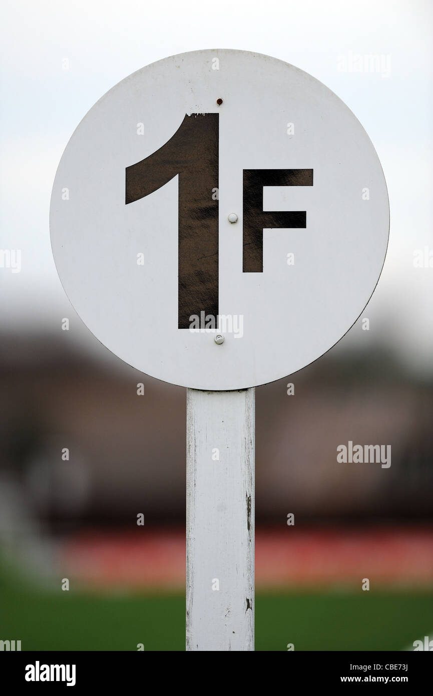 One Furlong Marker at a Race Track Stock Photo Alamy