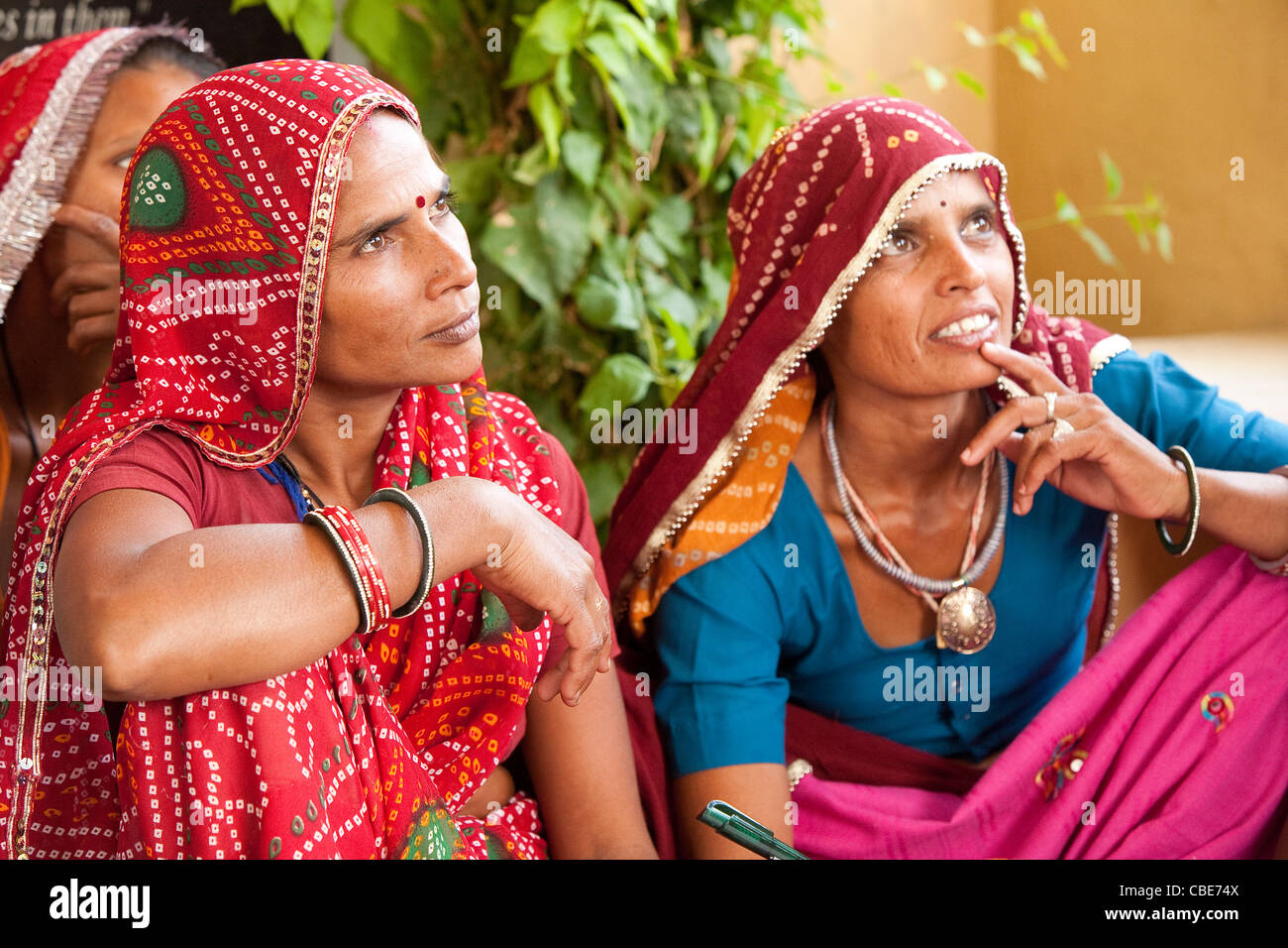 Women of Anoothi - Rajasthan India. Anoothi assists impoverished village women in India attain economic self-sufficiency. Stock Photo