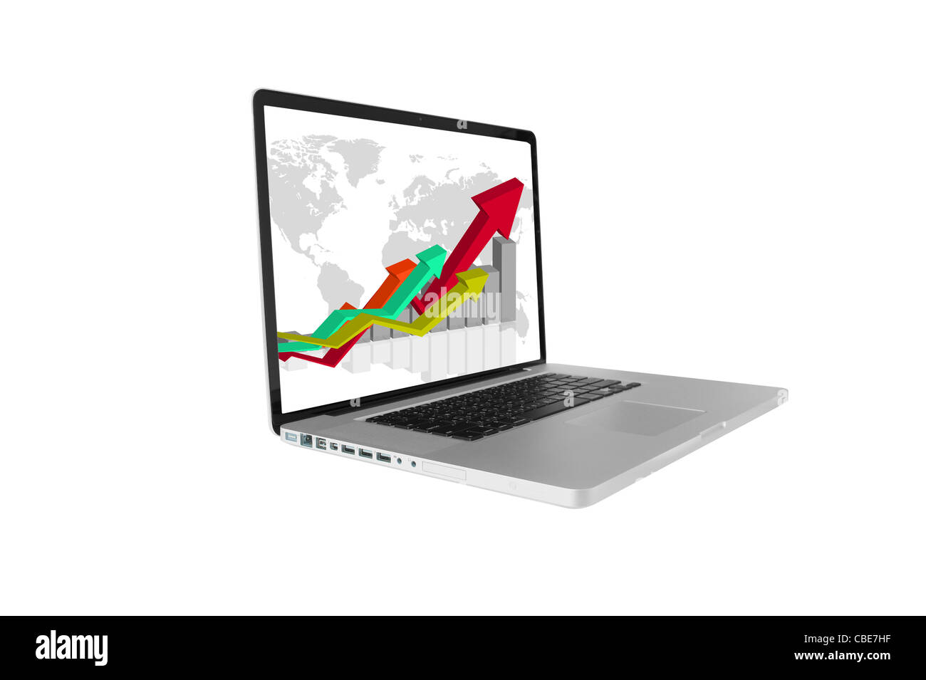 Laptop graph isolated on white Stock Photo - Alamy