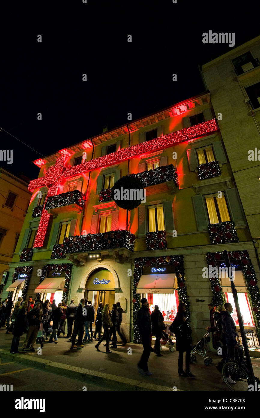 Cartier shop Via Montenapoleone Christmas time Milan Italy