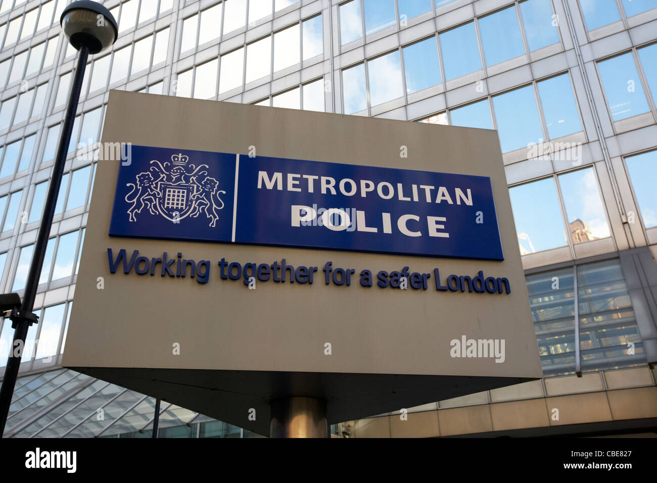 rotating sign outside the old metropolitan police headquarters New Scotland Yard broadway London England Uk United Kingdom Stock Photo