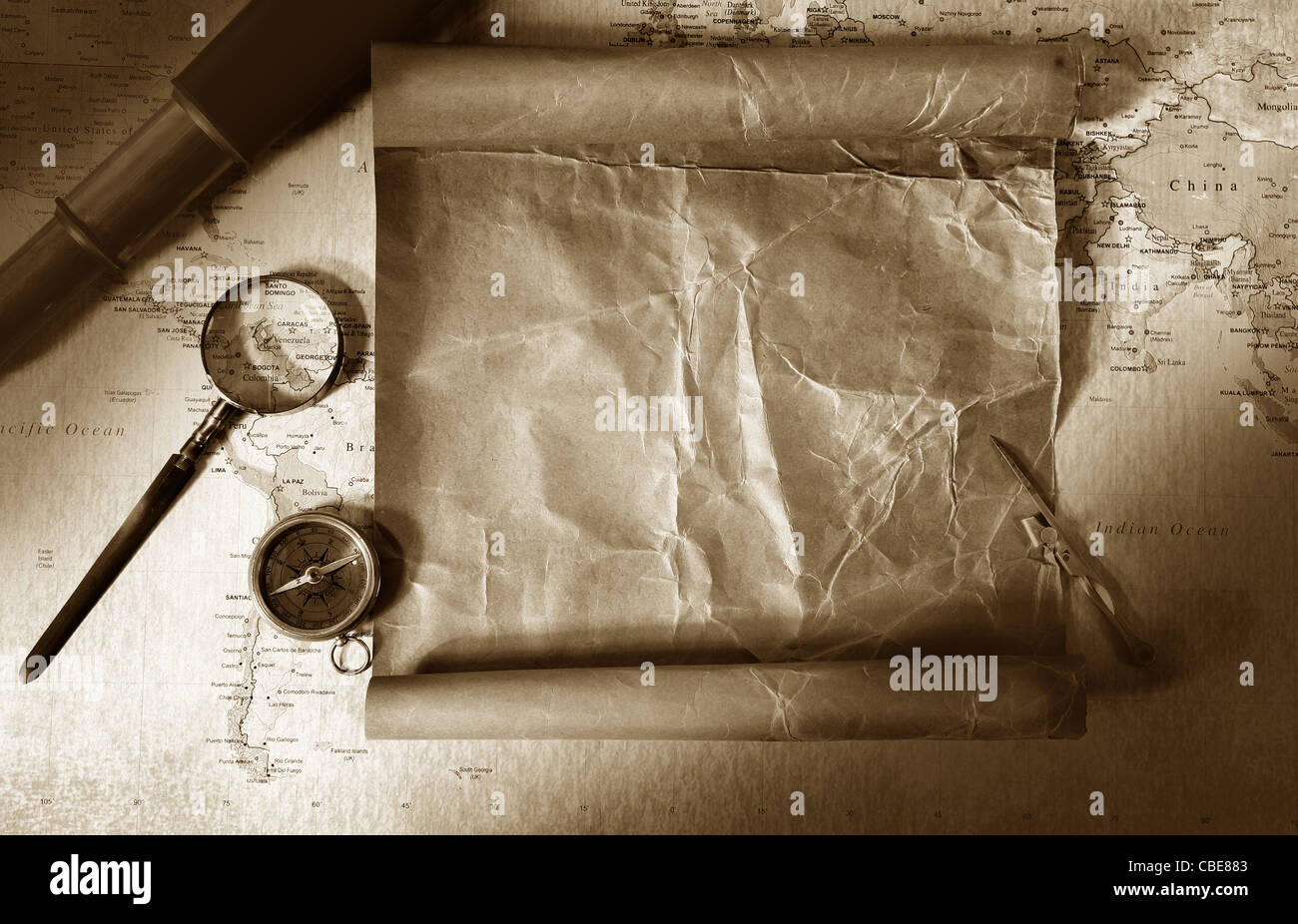 vintage background word map all explorer Stock Photo Alamy