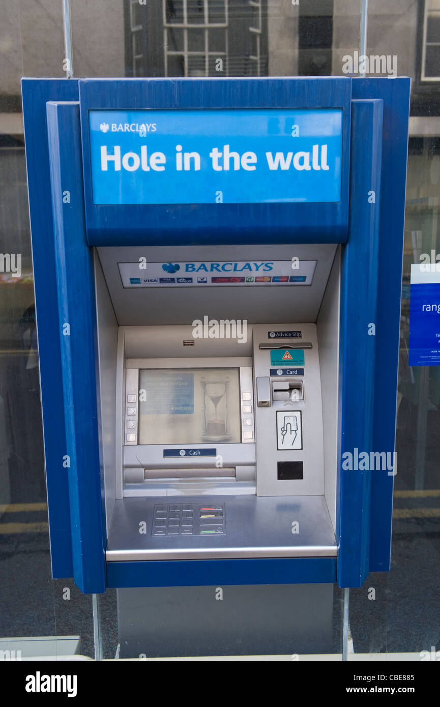 ATM cash Hole In The Wall at Barclays Bank in Kington Herefordshire England UK Stock Photo
