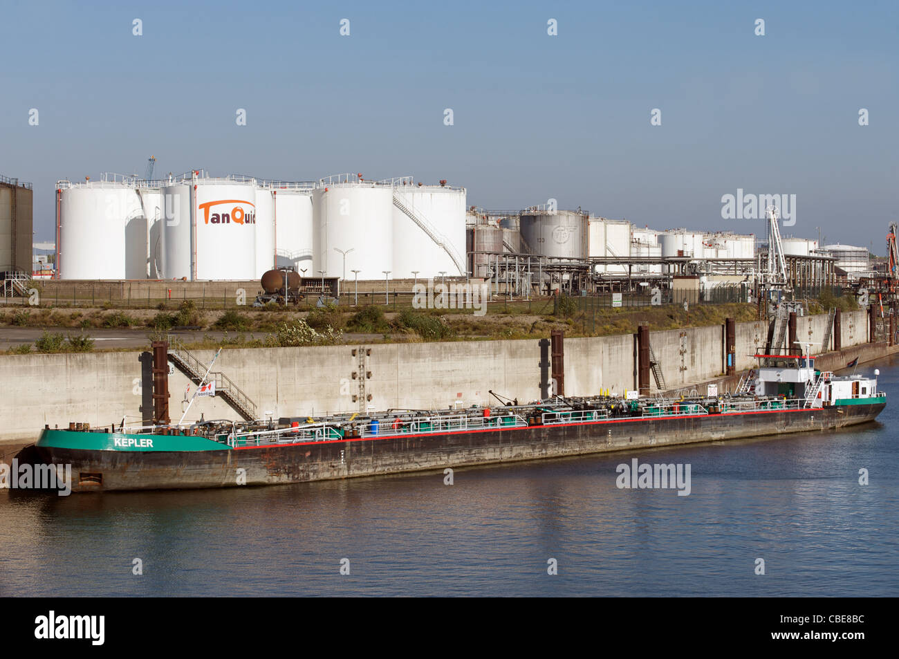 Oil storage tanks, Duisburg, Germany. Stock Photo