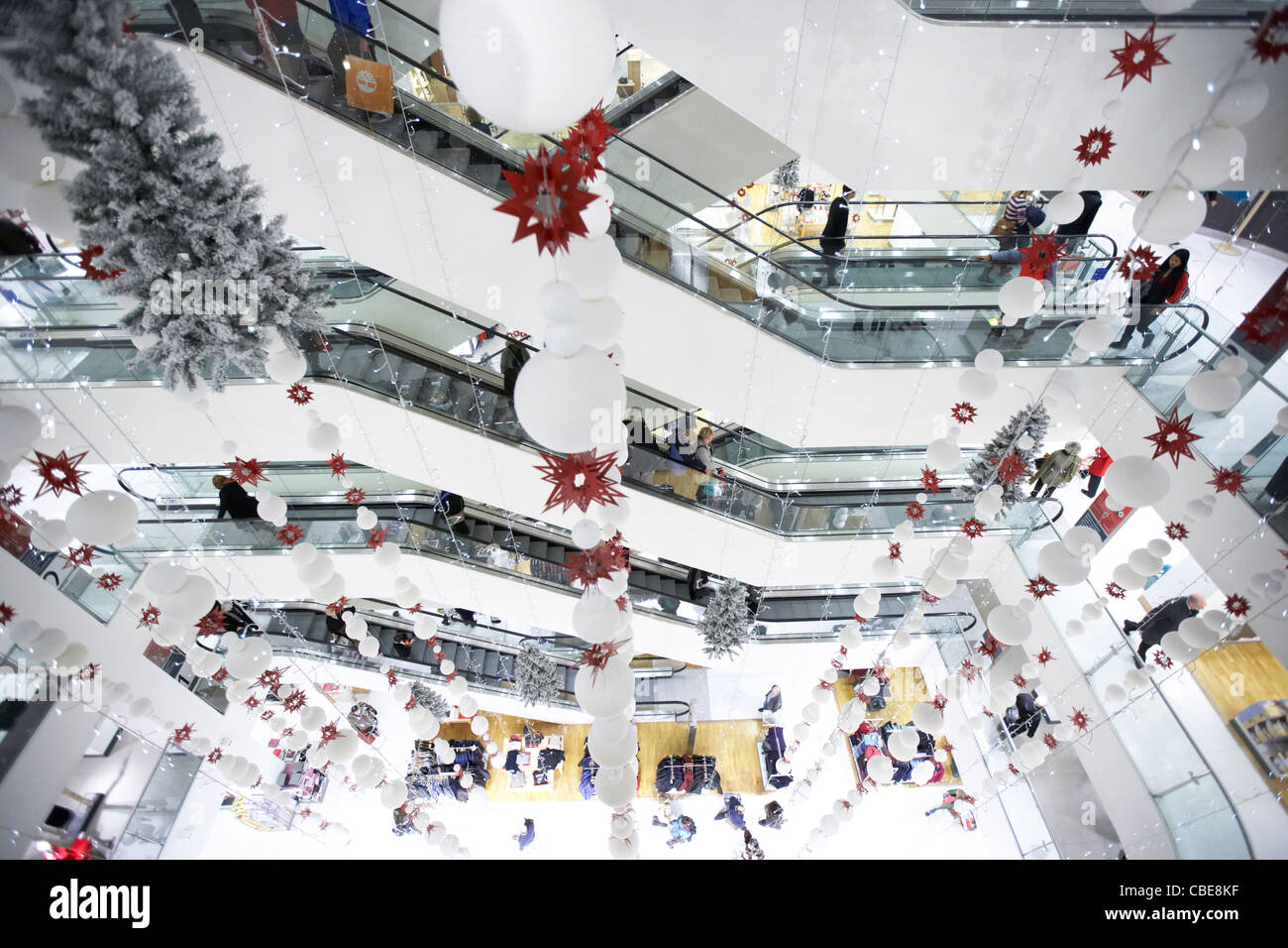 escalators in john lewis department store oxford street christmas shopping london england united
