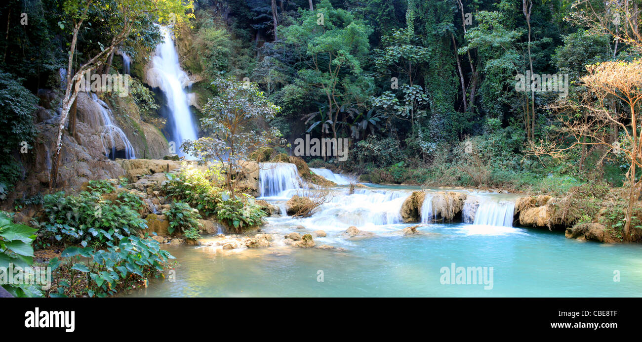 Waterfall Luang Prabang Laos Stock Photo