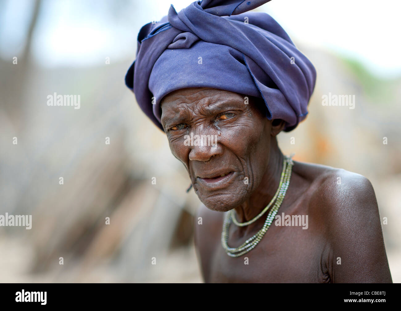 Old Mucubal Woman, Virie Area, Angola Stock Photo