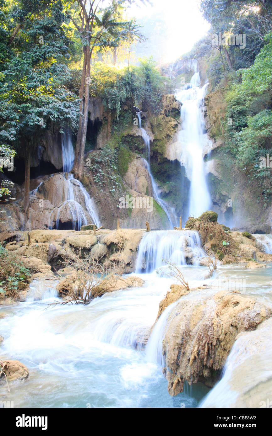 Waterfall in Luang Prabang, Laos Stock Photo