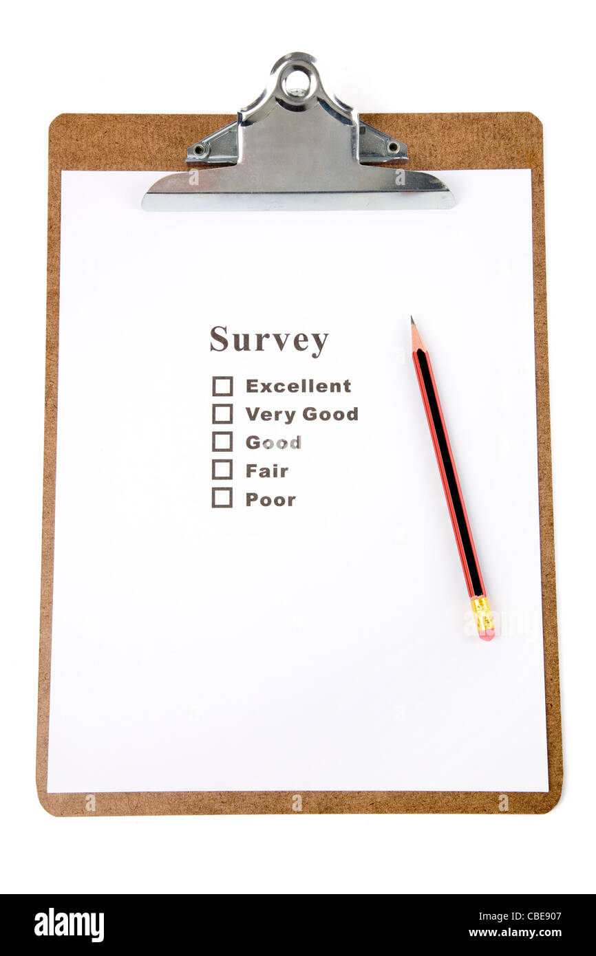 a Clipboard and questionnaire with white background Stock Photo - Alamy