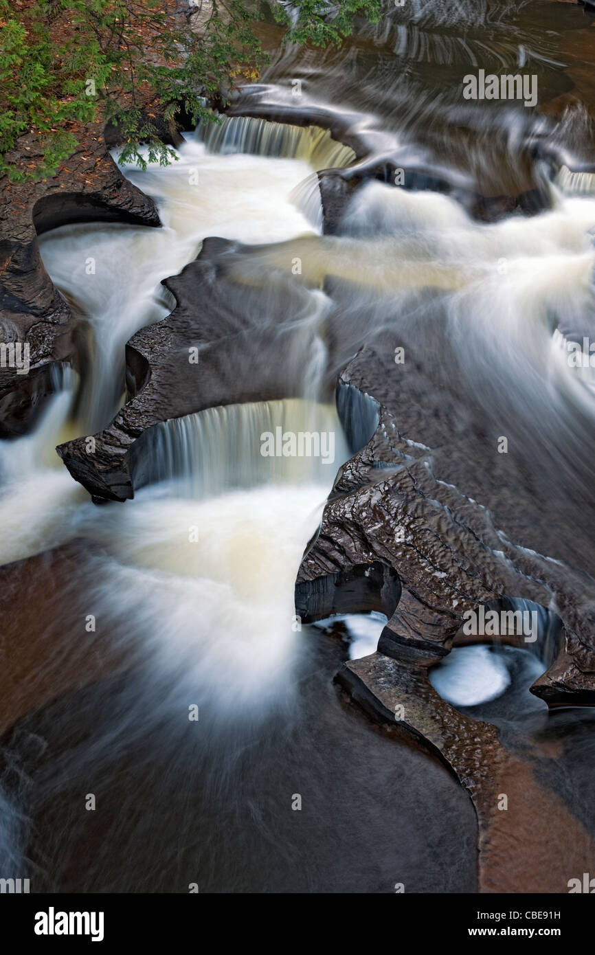 The Wild and Scenic Presque Isle River creates these Potholes among the
