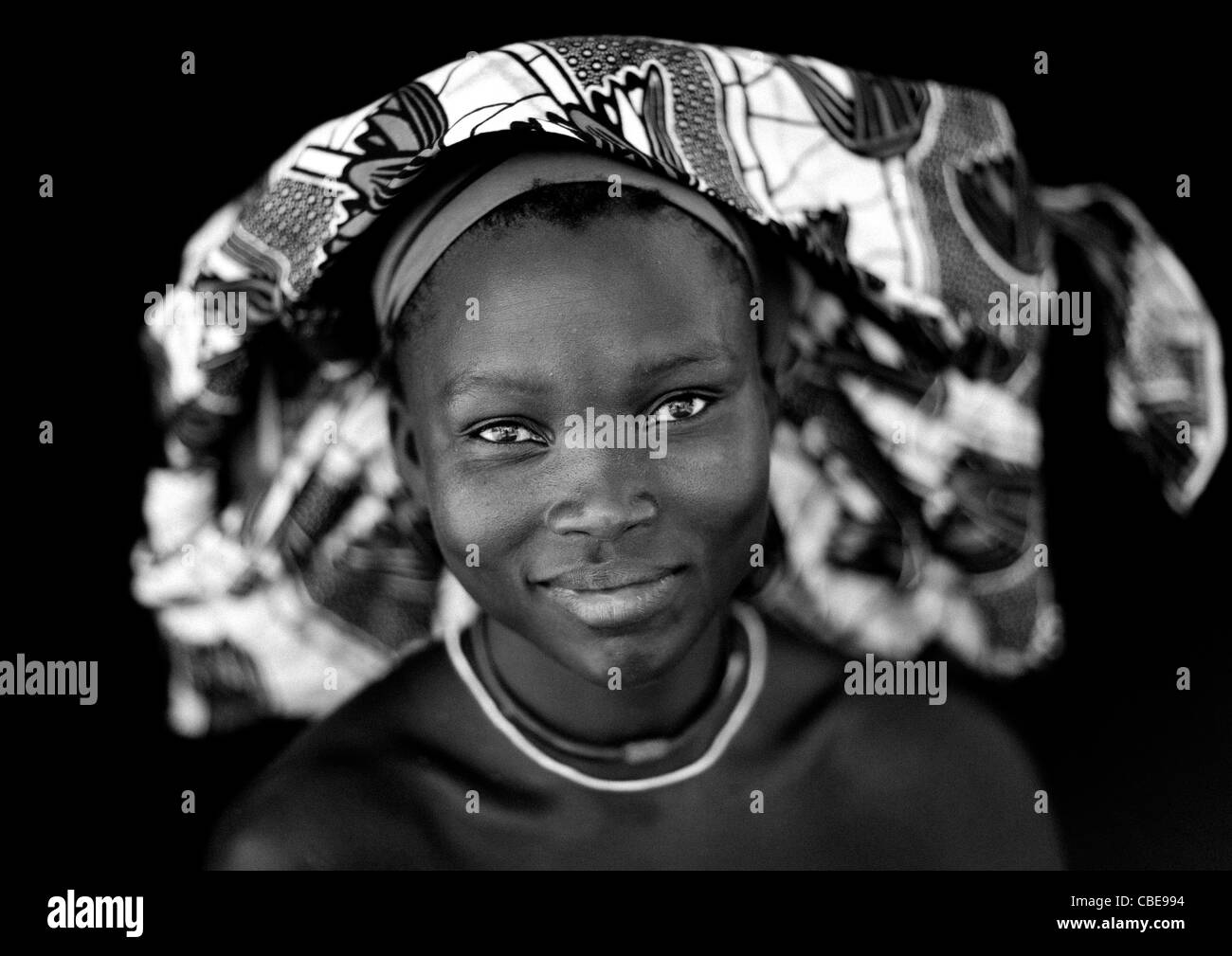 Mukubal Woman With Ompota Headdress, Virie Area, Angola Stock Photo