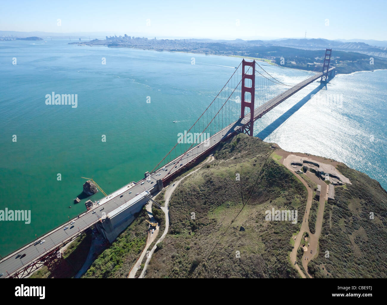 The Golden Gate Bridge and Battery Spencer Stock Photo