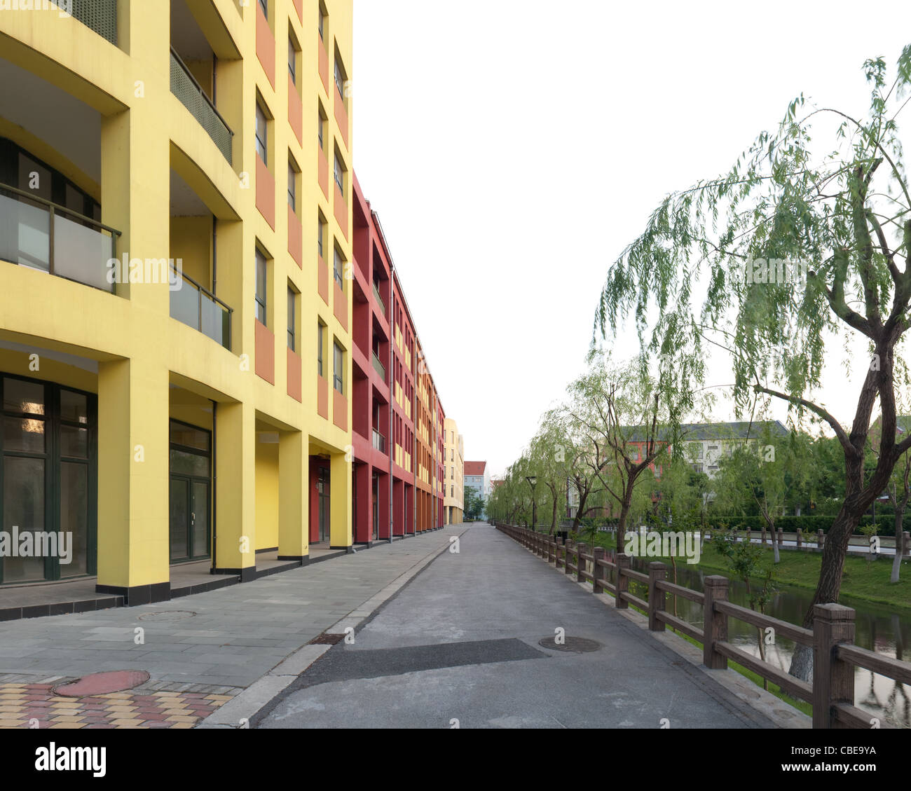 A road in Anting New Town, a residential area in German style built on the outskirts of Shanghai, Jiading District, China Stock Photo