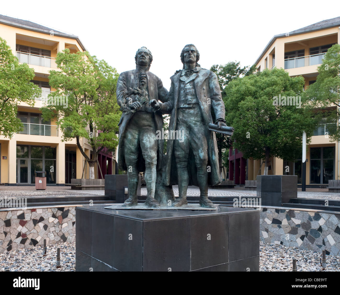 Goethe-Schiller monument in Anting New Town, a replica of the Ernst Rietschel's statue. Shanghai, Jiading District, China Stock Photo