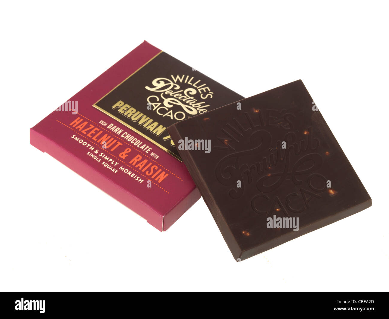 Hazelnut and Raisin Chocolate Bar Stock Photo