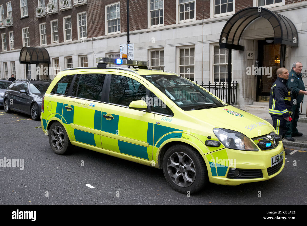 nhs london ambulance service paramedic fast reponse vehicle at an incident in london england uk united kingdom Stock Photo