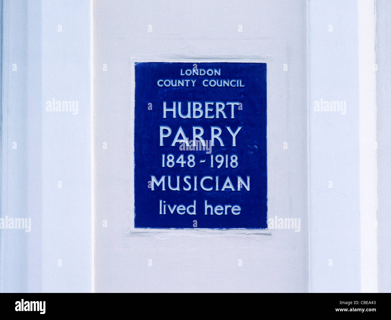 Blue Plaque, Hubert Parry, Kensington Square, London England UK London County Council LCC English plaques musician musicians Stock Photo