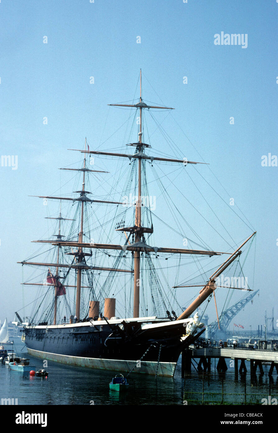 Portsmouth, Hampshire, HMS Warrior vintage battle ship ships England UK English nineteenth century Victorian vessel vessels Stock Photo