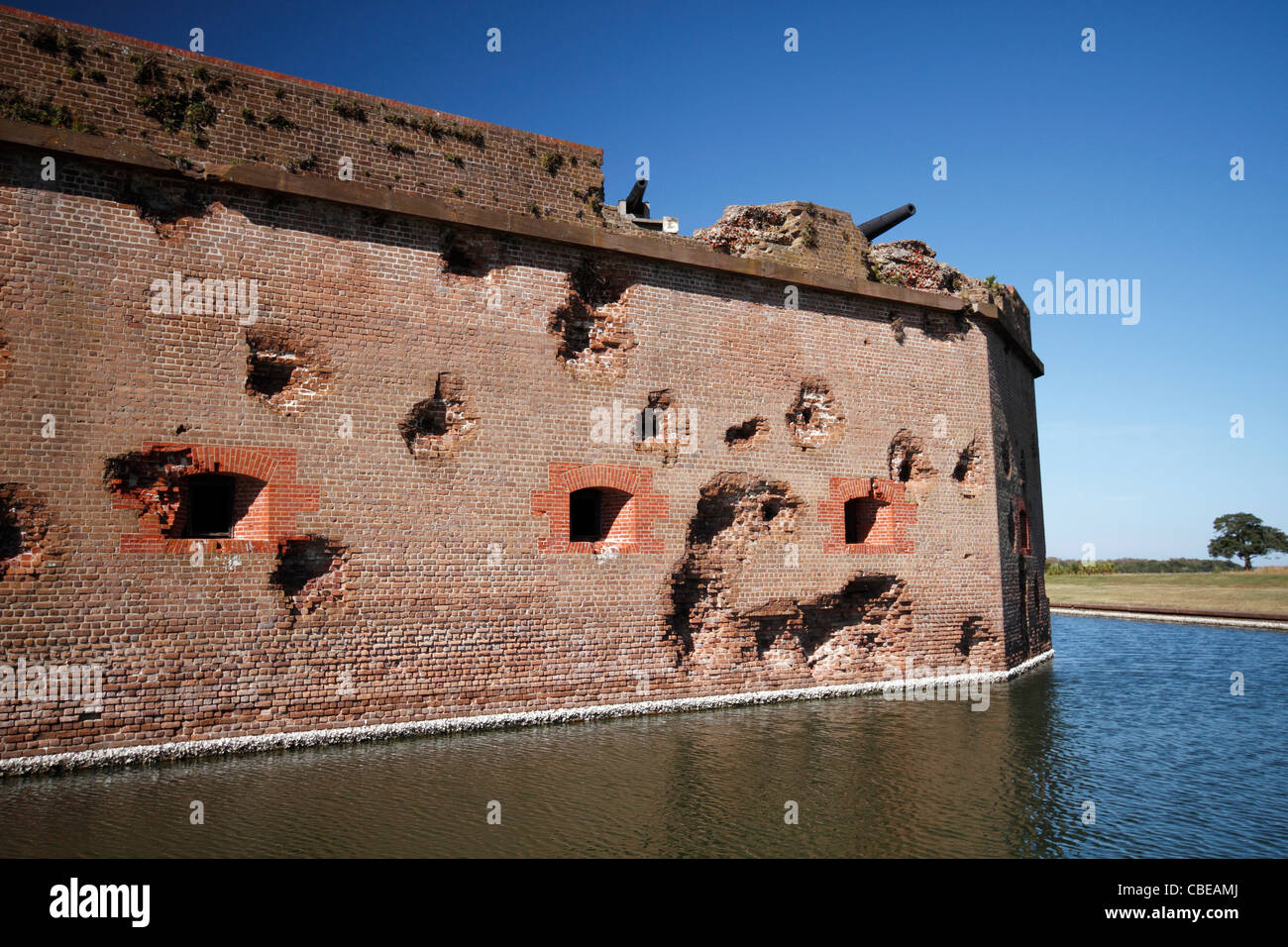 Damaged walls of Fort Pulaski, near Savannah, USA. Fort was