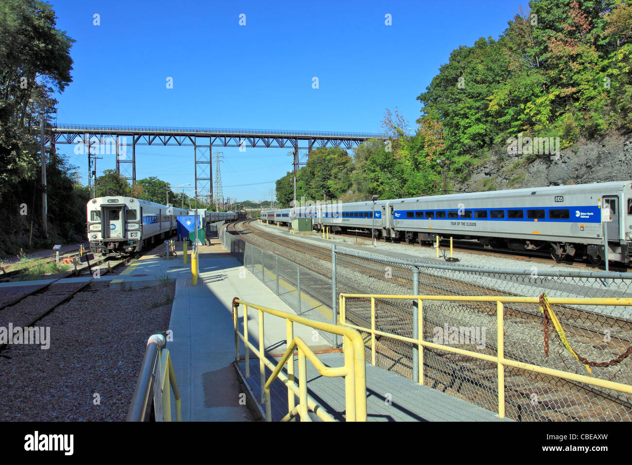 Metro North commuter railroad yard Poughkeepsie NY Stock Photo