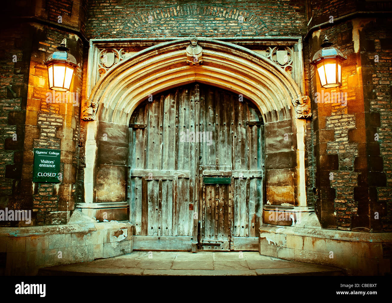 Queens College Cambridge Gate Stock Photo