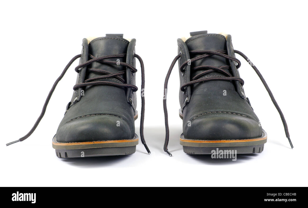 man's black shoes isolated on white background Stock Photo - Alamy