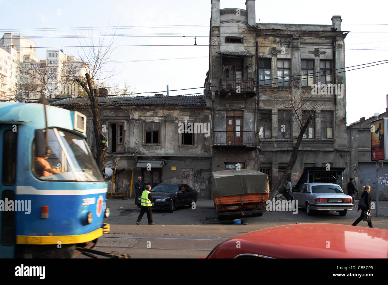 old and new buildings, Odessa, Ukraine Stock Photo