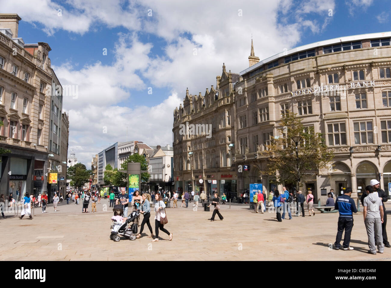 Sheffield City Centre Fargate Pedestrainised Shopping Area from Corner ...