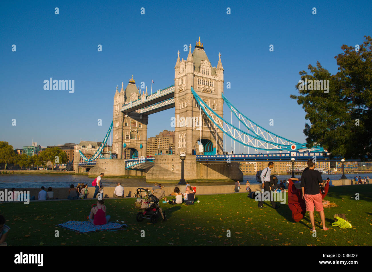 Potters Fields park with Tower Bridge in Southwark south London England