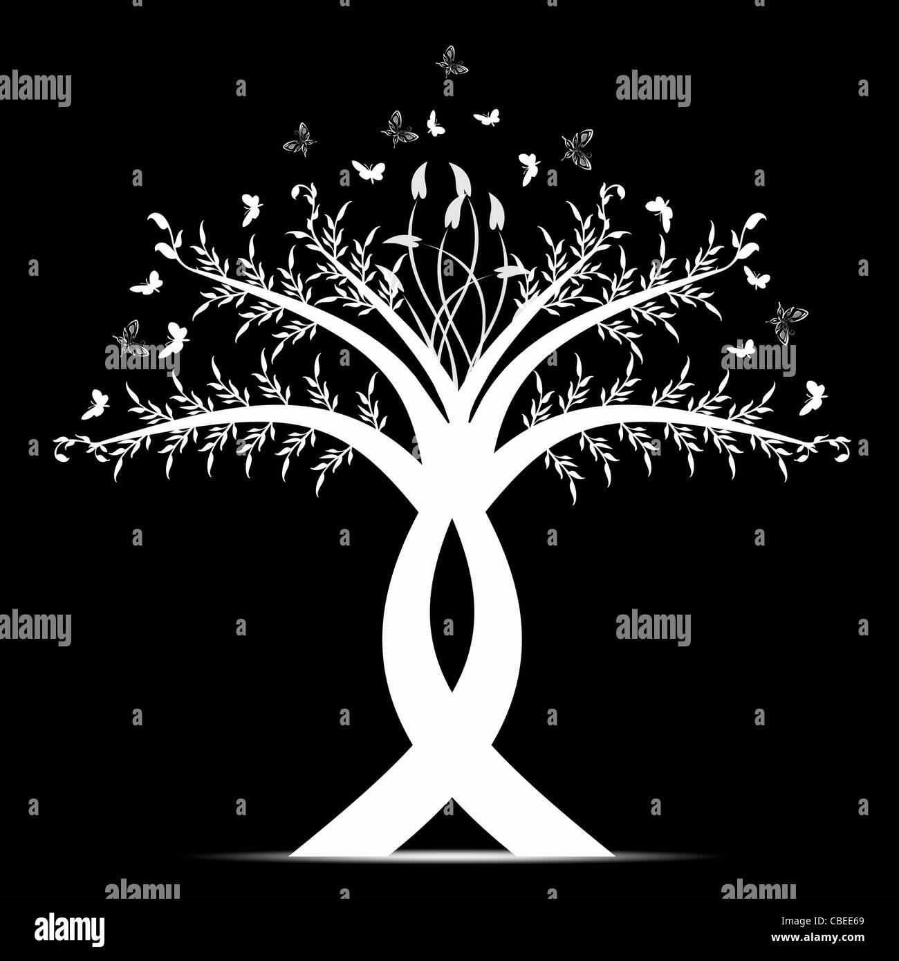 Beautiful art tree isolated on black background Stock Photo - Alamy