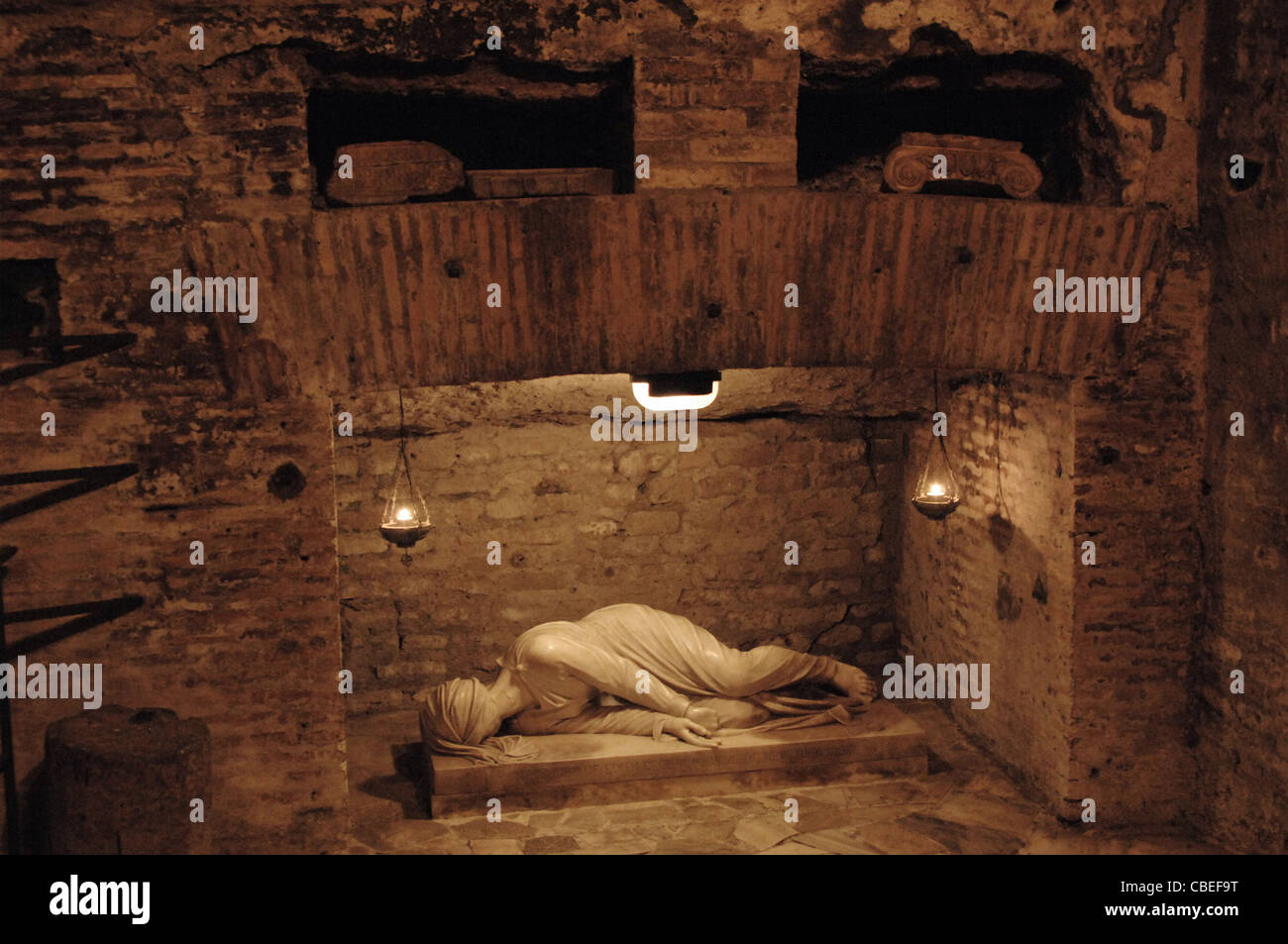 Italy. Rome. Catacombs of Callixtus. 2nd - 4th centuries. Interior. Stock Photo