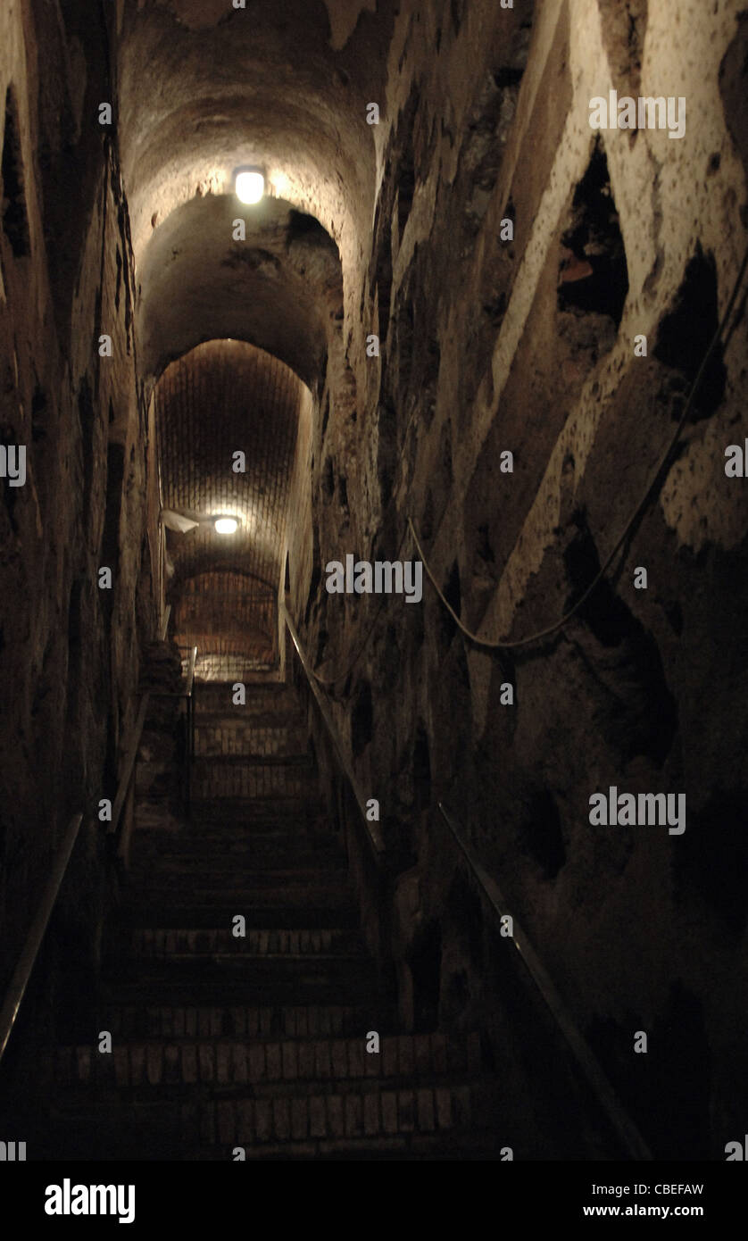 Italy. Rome. Catacombs of Callixtus. 2nd - 4th centuries. Interior. Stock Photo